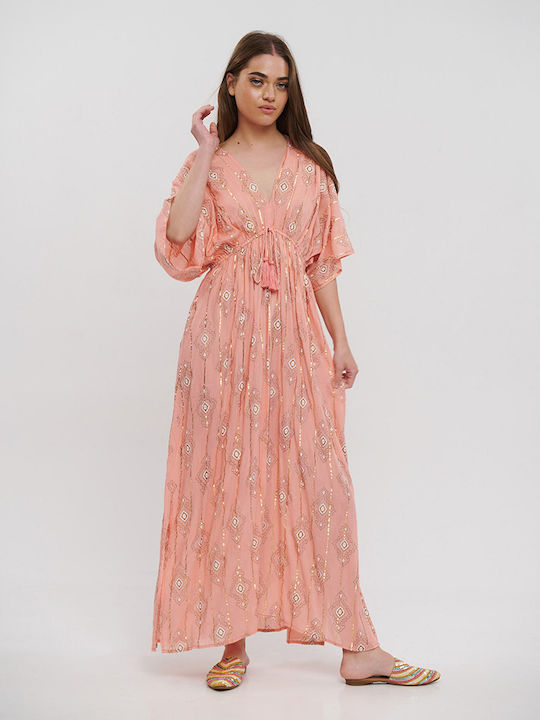 Ble Resort Collection Maxi Βραδινό Φόρεμα Ροζ