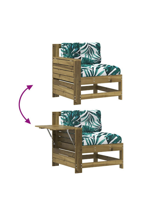 Outdoor Armchair Wooden Coffee with Cushion 69x62x70.5cm