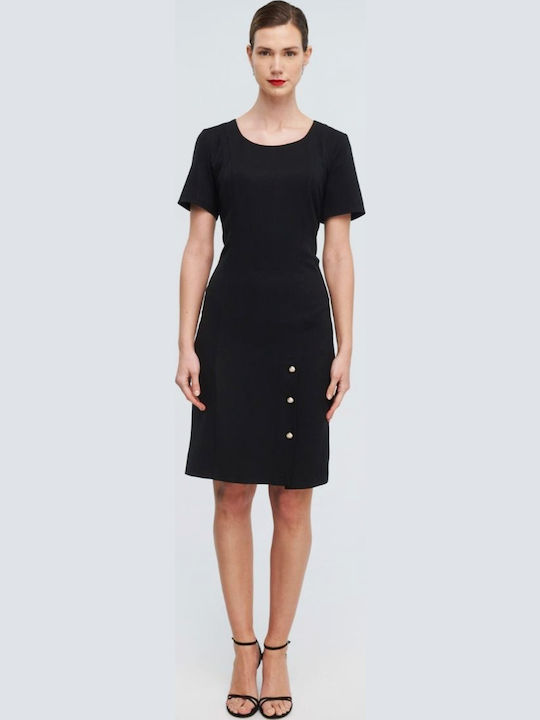 Summer Midi Shirt Dress Black