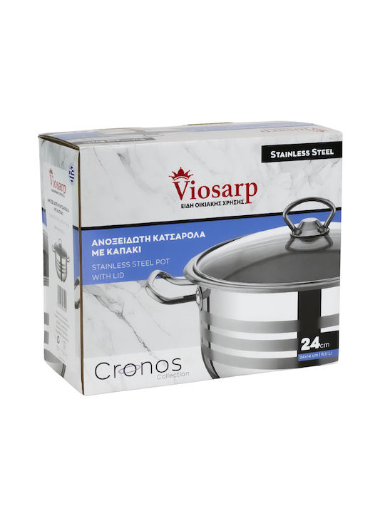 Viosarp Deep Stainless Steel Pot 6.5lt / 24cm