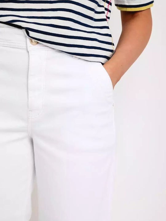 Guess Femei Bumbac Capri Pantaloni cu Croială Relaxată WHITE