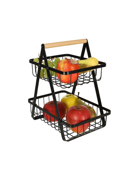 Fruitieră Metalic 2 nivele Negru 27x17x29.5buc