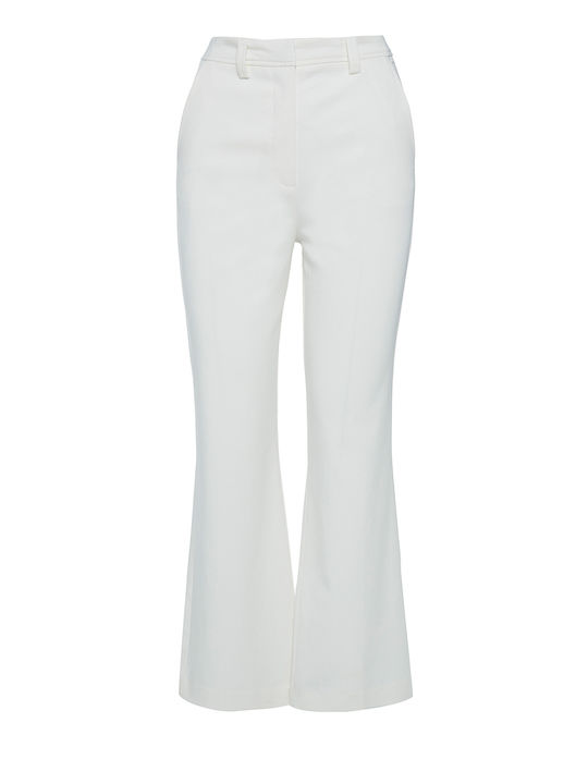 Milla Women's High-waisted Cotton Trousers Flare White