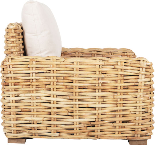 Outdoor-Sessel Hölzernes Natural-white mit Kissen 110x88x70εκ.
