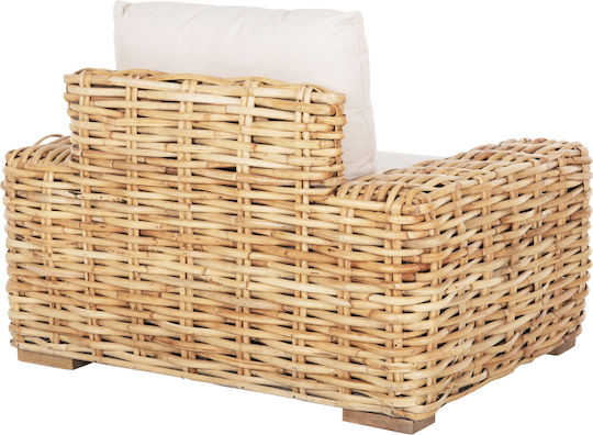Outdoor-Sessel Hölzernes Natural-white mit Kissen 110x88x70εκ.