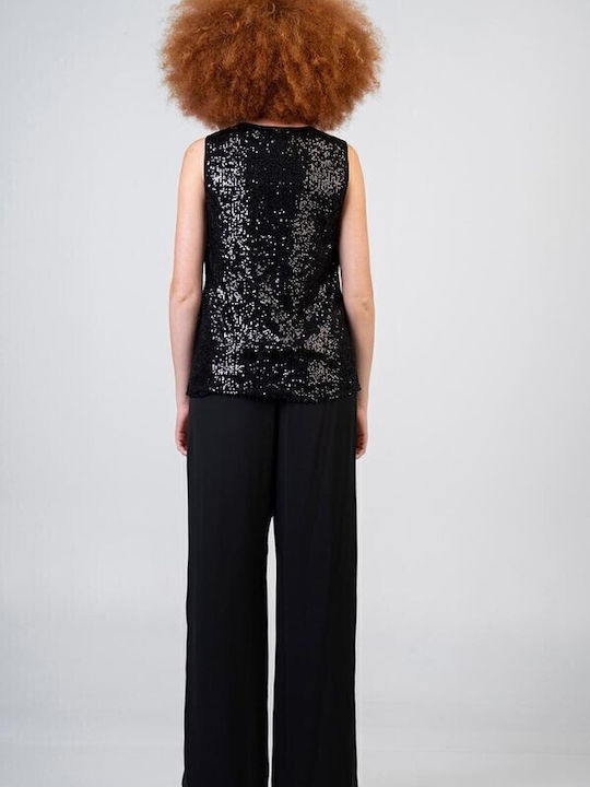 Damen Stoff Hose Schwarz