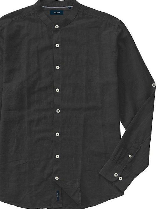 Langärmlig Leinen Hemd Black