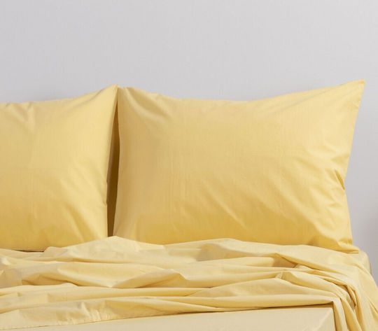 Nef-Nef Homeware Basic Pillowcase Set with Envelope Cover Yellow 52x72cm.