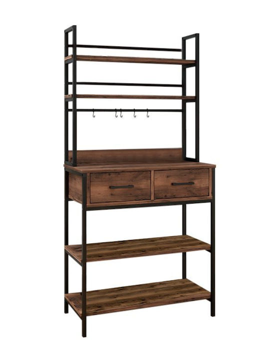 Megapap Printo Metallisches Küchengestell Mit 5 Ebenen Schwarze 81.6x37.5x169.1cm