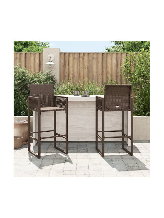 Gartenhocker Bar Außenbereich Rattan Braun 2 Stück 45,5x49x118cm