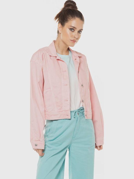 Turner Women's Short Jean Jacket for Spring or Autumn Pink