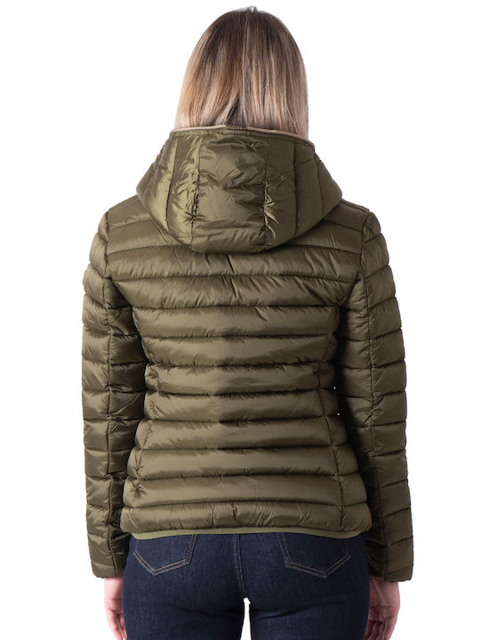 Save The Duck Women's Short Lifestyle Jacket for Winter Green