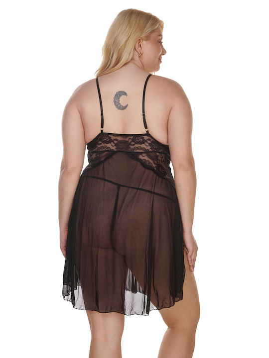 Comfort Summer Women's Nightdress Black Plus Size