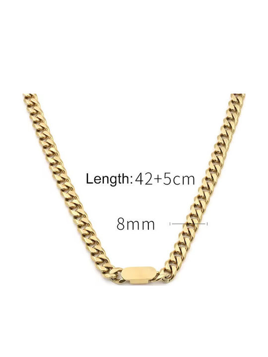 Bode Chain Neck made of Steel Gold-plated Wide Thickness 8mm
