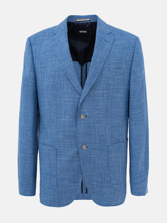 Boss Καλοκαιρινό Ανδρικό Σακάκι Lightblue