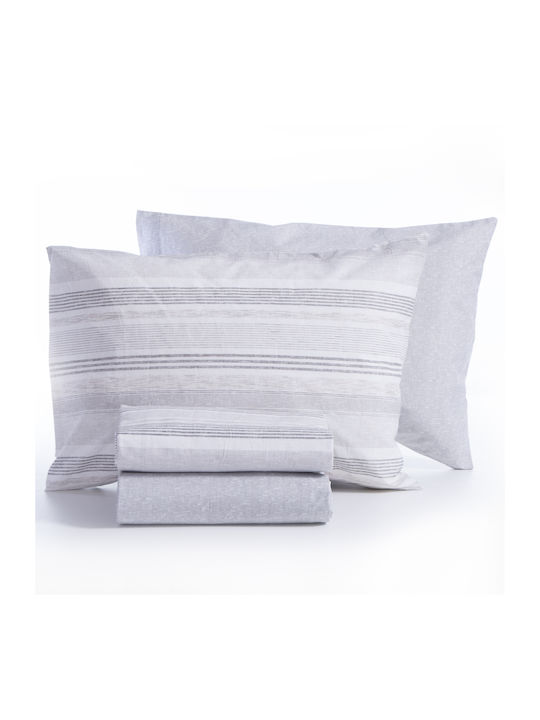 Nef-Nef Homeware Bettwäsche-Set King Size mit Gummiband 180x200+35cm. Canfield 035242 Grey 4Stück