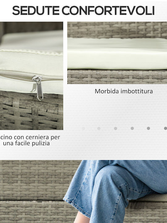 Canapea cu două locuri Exterior Rattan cu Perne 137x59x82cm