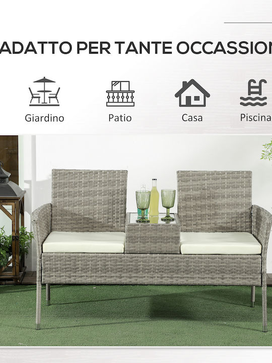 Canapea cu două locuri Exterior Rattan cu Perne 137x59x82cm