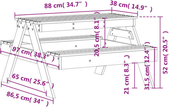 vidaXL Tischchen 88x97x52cm. Weiß