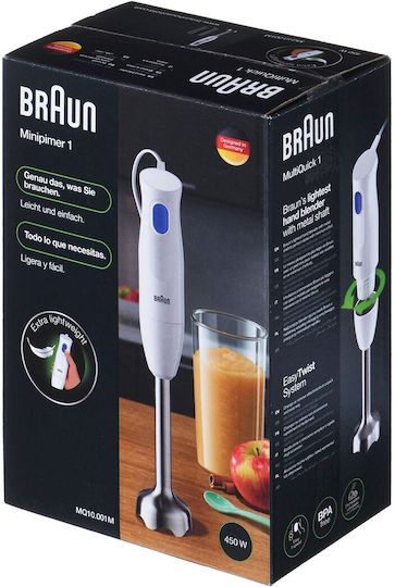 Braun MultiQuick 1 Ραβδομπλέντερ με Ανοξείδωτη Ράβδο 450W Λευκό