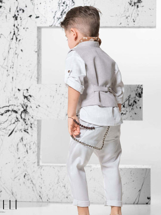 Vinteli Vinteli Baptism Suit with Vest for Boys Beige 6 Pieces