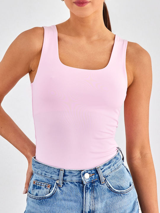 Γυναικείο Crop Top Αμάνικο Ροζ