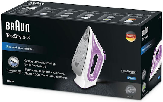 Braun TexStyle 3 SI 3030 Σίδερο Ατμού 2300W με Κεραμική Πλάκα και Συνεχόμενη Παροχή 45gr/min