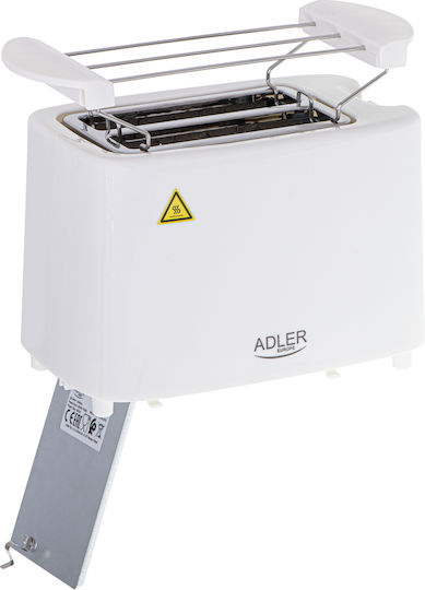 Adler Prăjitor de pâine 2 sloturi 750W Alb