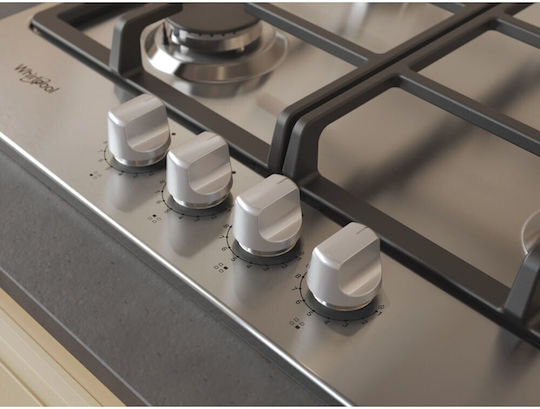 Whirlpool Gas Cooktop Autonomous Inox 56x51εκ. Silver