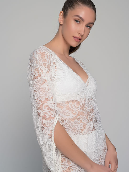 Milena by Paris Γυναικείο Καφτάνι Παραλίας Λευκό
