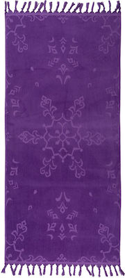 Nef-Nef Beach Towel Cotton Purple with Fringes 160x80cm.