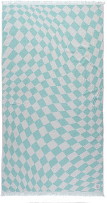 Nef-Nef Turquoise Cotton Beach Towel with Fringes 170x90cm