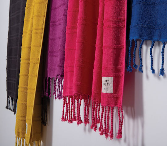 Nef-Nef Homeware Cotton Blue Beach Towel with Fringes 160x80cm