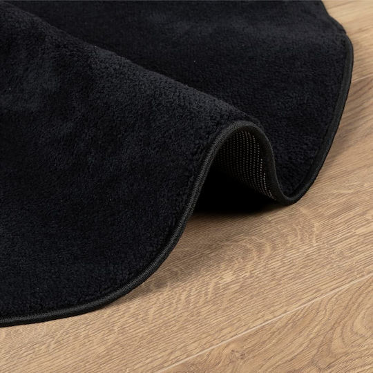 vidaXL Oviedo Teppich Rund Synthetisch,Polyester/Cotton/Leather Black