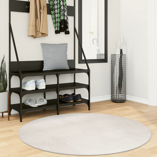 vidaXL Αντιολισθητικό Χαλί Στρογγυλό Κρεμ Φ120cm
