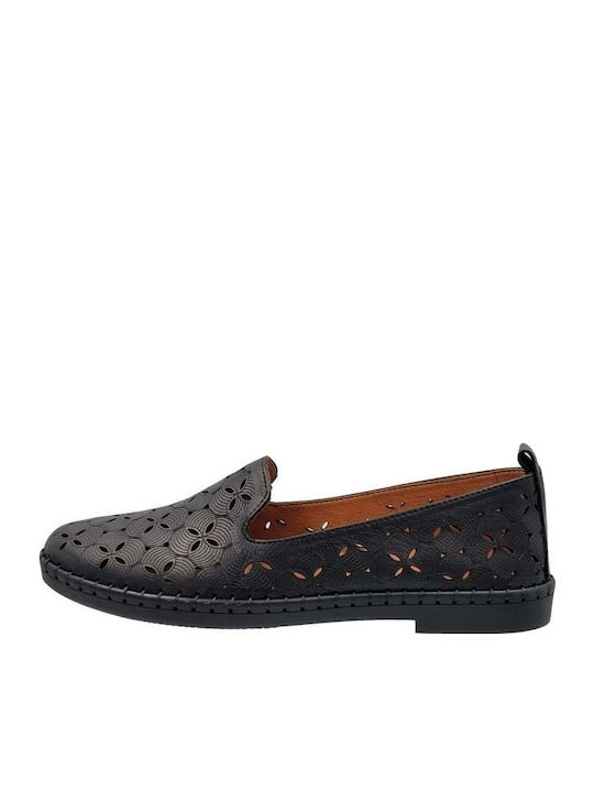 4104 Leather Women's Moccasins in Black Color