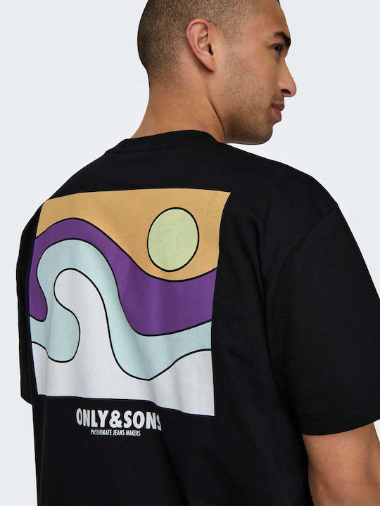 Only & Sons Ανδρικό T-shirt Κοντομάνικο Μαυρο
