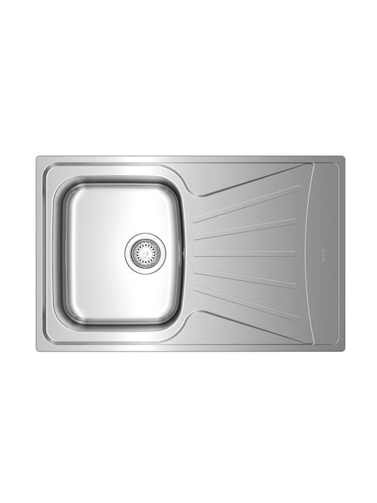 Teka Starbright 45 E-XN 1B 1D Ένθετος Νεροχύτης Δεξιός Inox Σατινέ Μ86xΠ50cm Ασημί