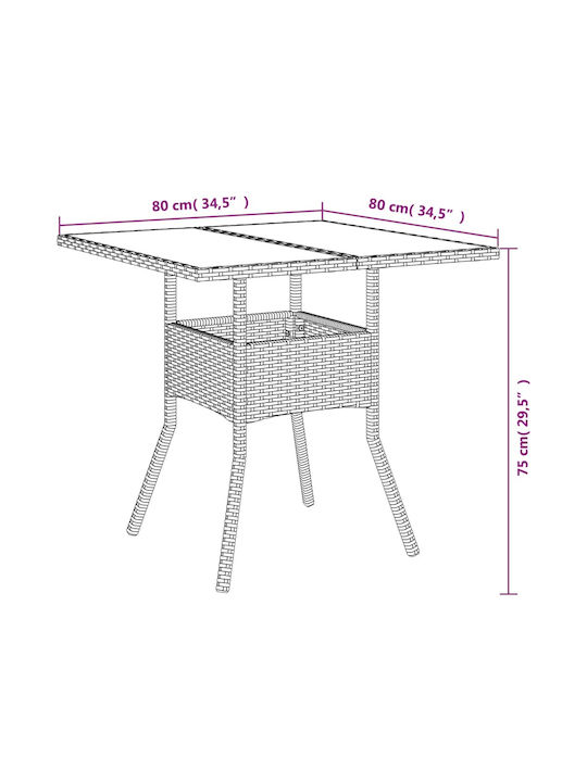 Tisch für kleine Außenbereiche Stabil Gray 80x80x75cm