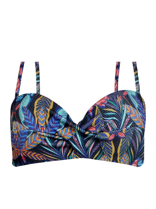 Top De Bikini Fără Bretele Floral