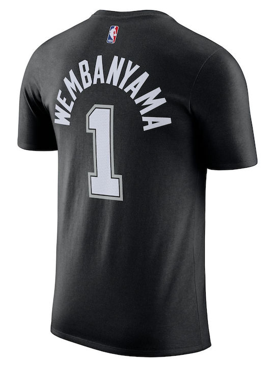 Nike San Antonio Spurs Victor Wembanyama Men's Athletic T-shirt Short Sleeve Black