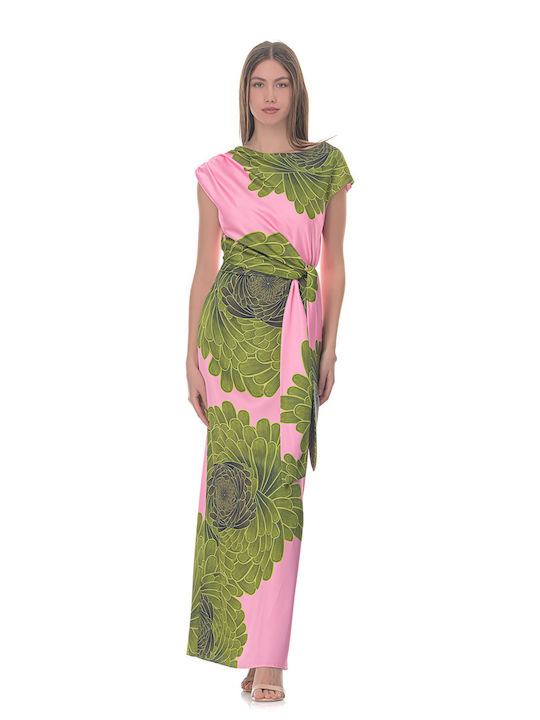 Maxi Satin Floral Floral Dress