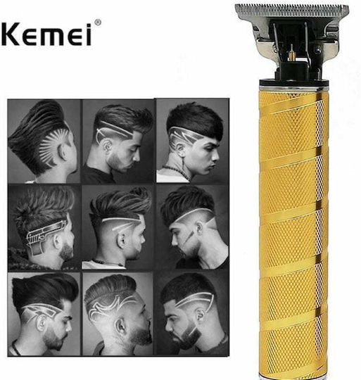 Kemei Επαγγελματική Επαναφορτιζόμενη Κουρευτική Μηχανή Χρυσή KM-T9