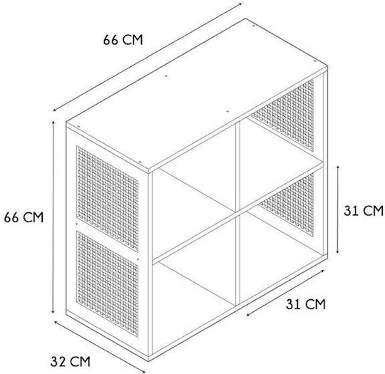 Βιβλιοθήκη Bali Φυσικού Ξύλου 66x66x32εκ.