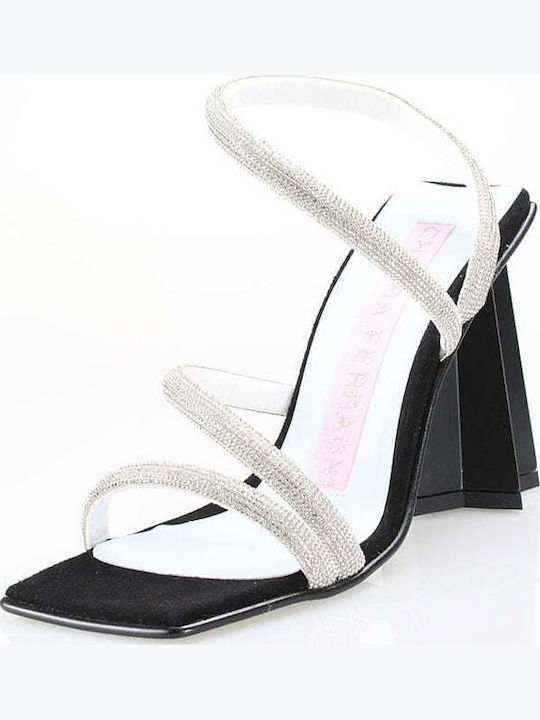 Damen Sandalen mit hohem Absatz in Silber Farbe