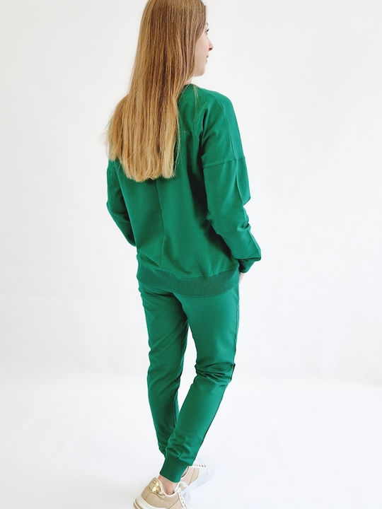 Green Cotton Women's Sweatsuit Set S