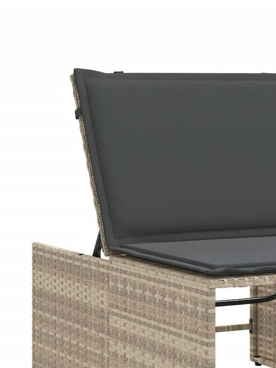 Deckchair Rattan with Cushion Gray 2pcs 70x98cm.