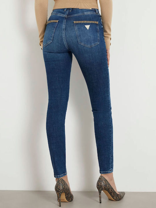 Guess 1981 Γυναικειο Skinny Ψηλομεσο Τζιν Παντελονι W4ra46d5921 Μπλε