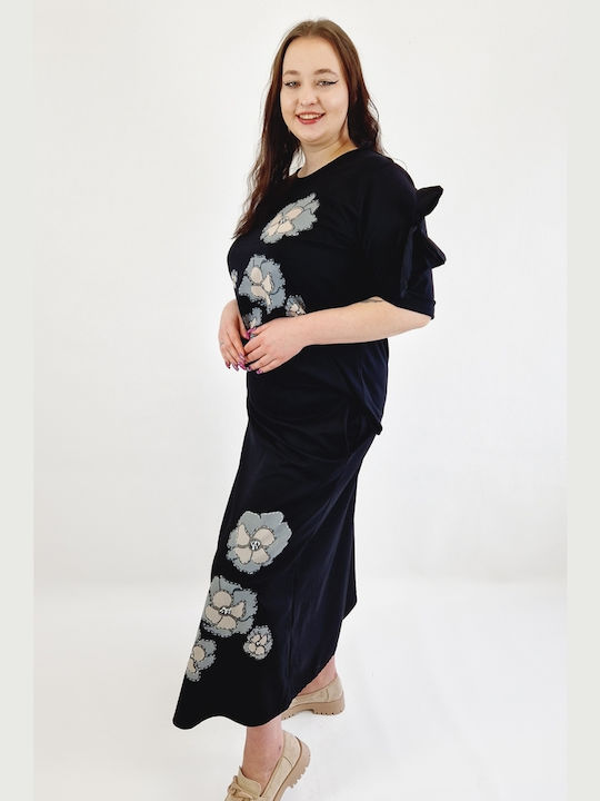 Brak Set with Maxi Skirt Floral in Black color