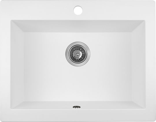 Laveo Komodo Drop-In Kitchen Sink Made of Liquid Granite L58xW49cm White